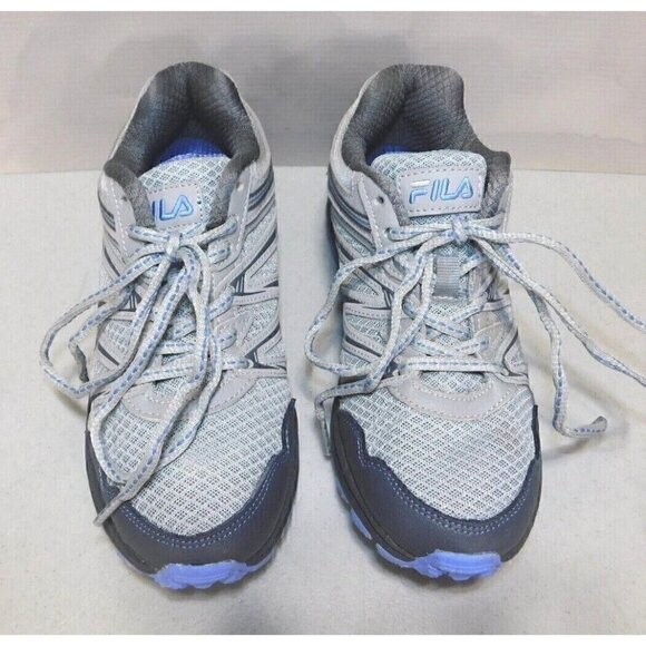 FILA gray & blue/purple fabric sneakers, woman's size 8 - Picture 2 of 9